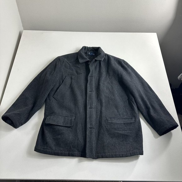 Polo Ralph Lauren Wool Jacket Men Size Large Pea Coat Military Vintage Gray - Picture 1 of 12